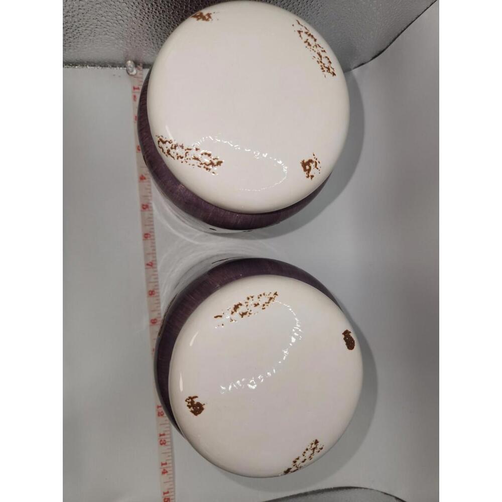 Small Ceramic Canisters With Lids, Purple & Brown - Picture 9 of 13